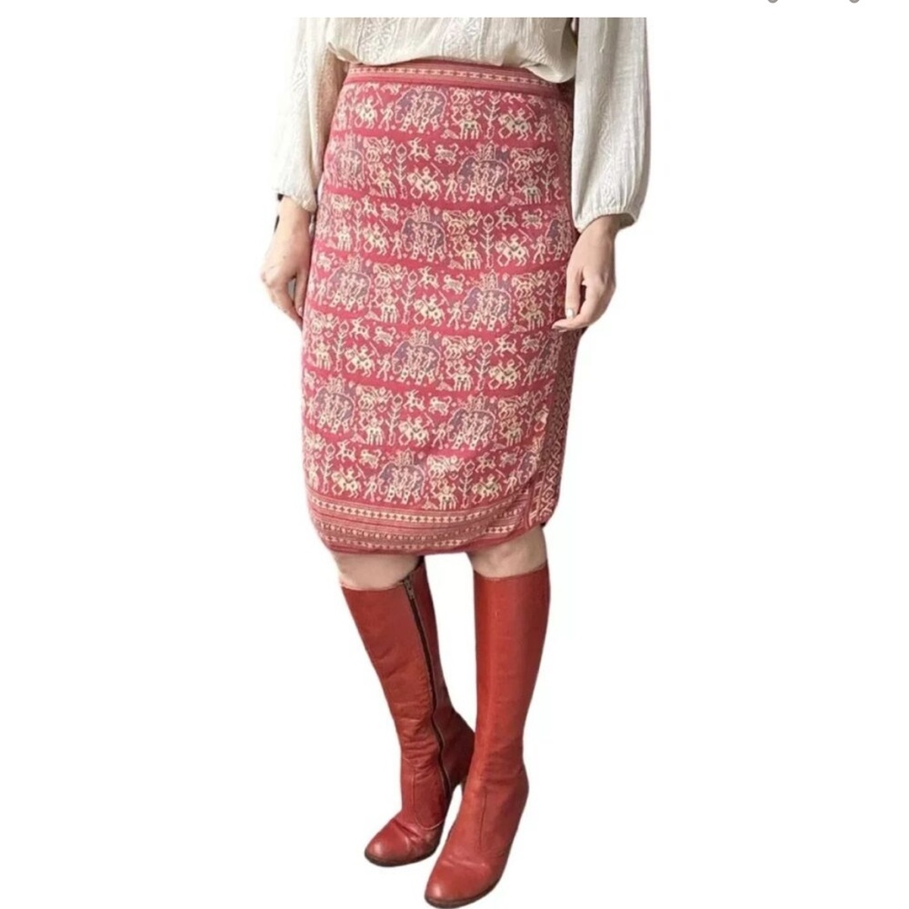 Peruvian Connection Knit Skirt with Elephant Pattern